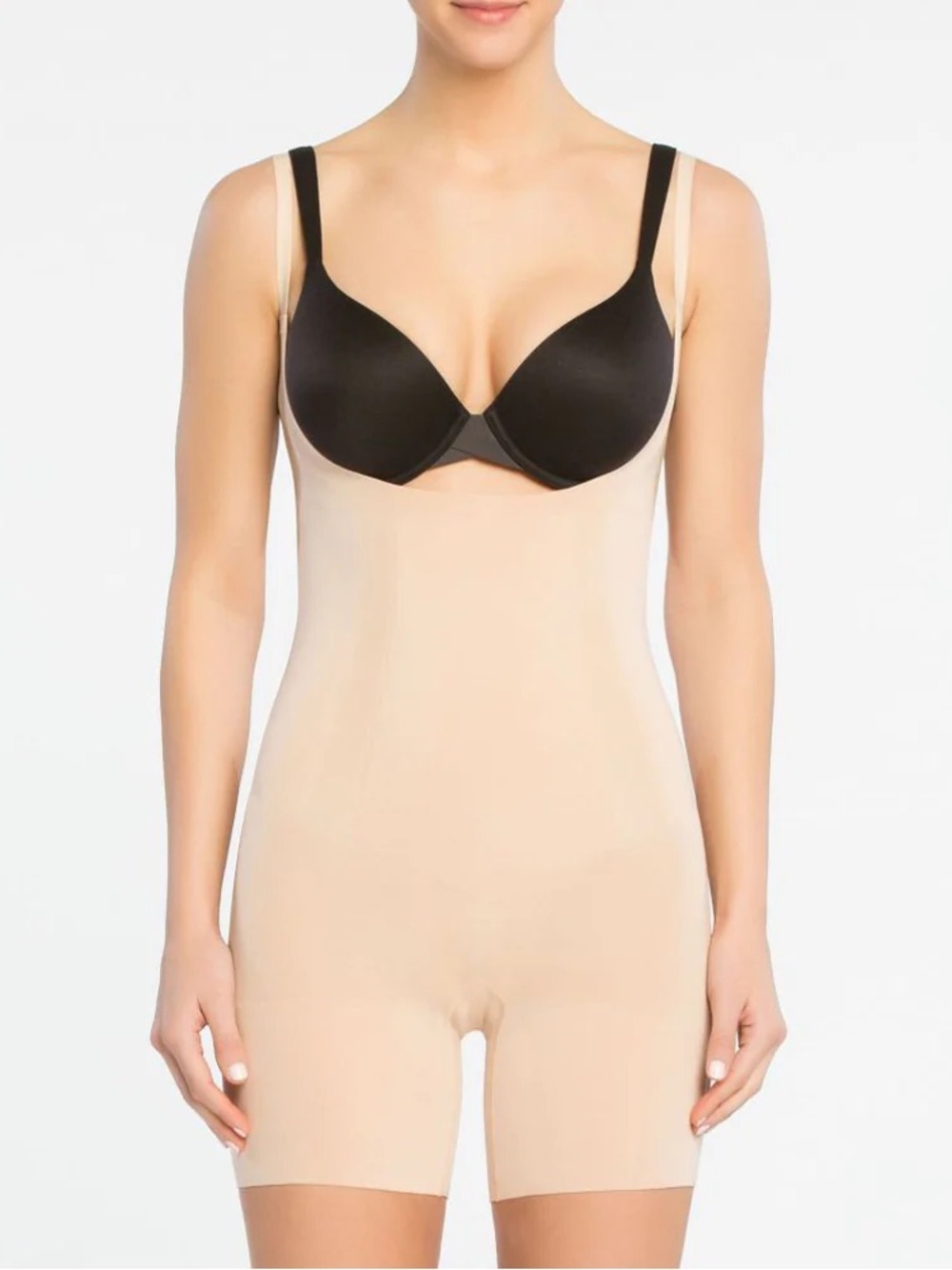 SPANX Simplicity Open Bust Mid Thigh Nude High-Waist Full Body Shaper Medium